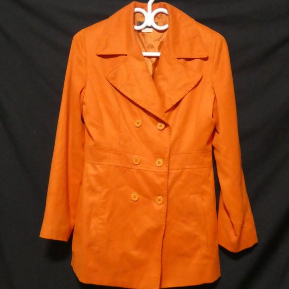 INFLUENCE DE NAF NAF | GWI 11 BL T 38 | Gorgeous Orange Pea Coat | NWOT - Picture 1 of 16